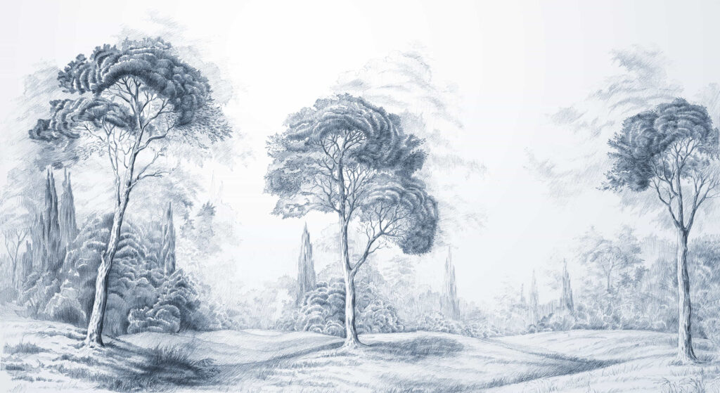 N35 Royal Forest Art silk Blue