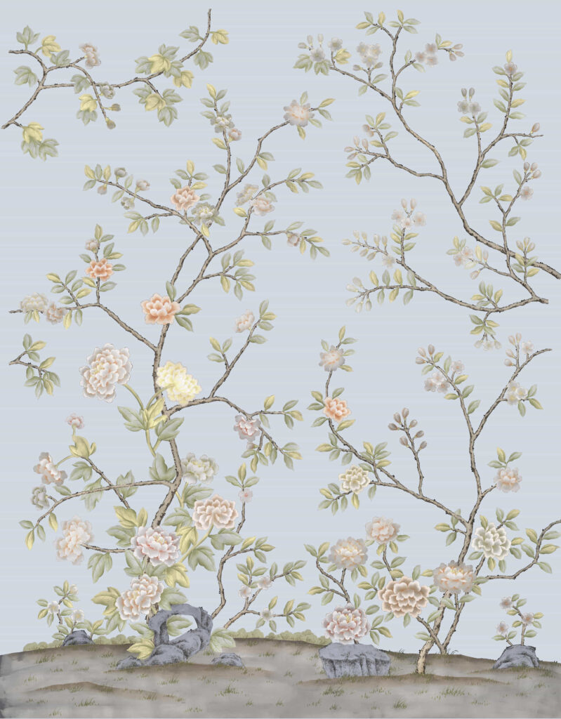 B11 Modest Art  Peony Garden Art Silk BLUE