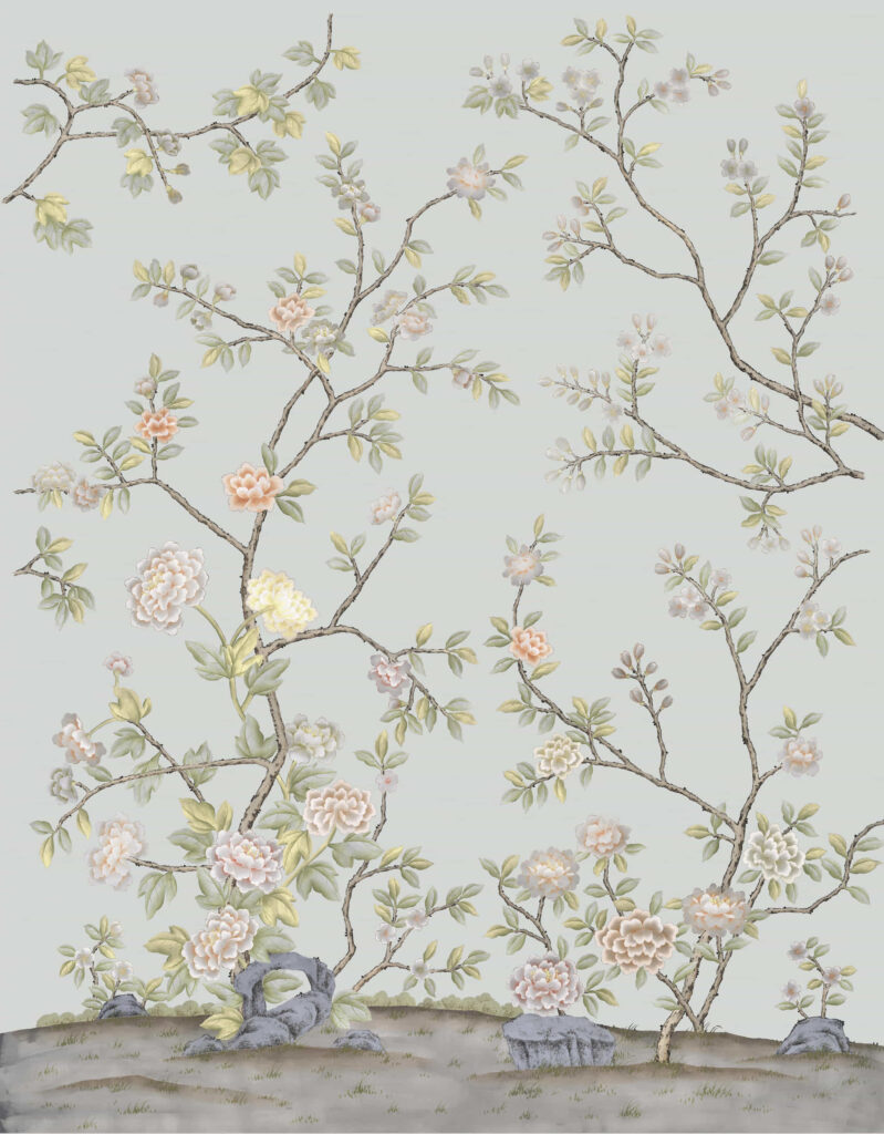 B11 Modest Art Peony Garden Art Silk SILVER