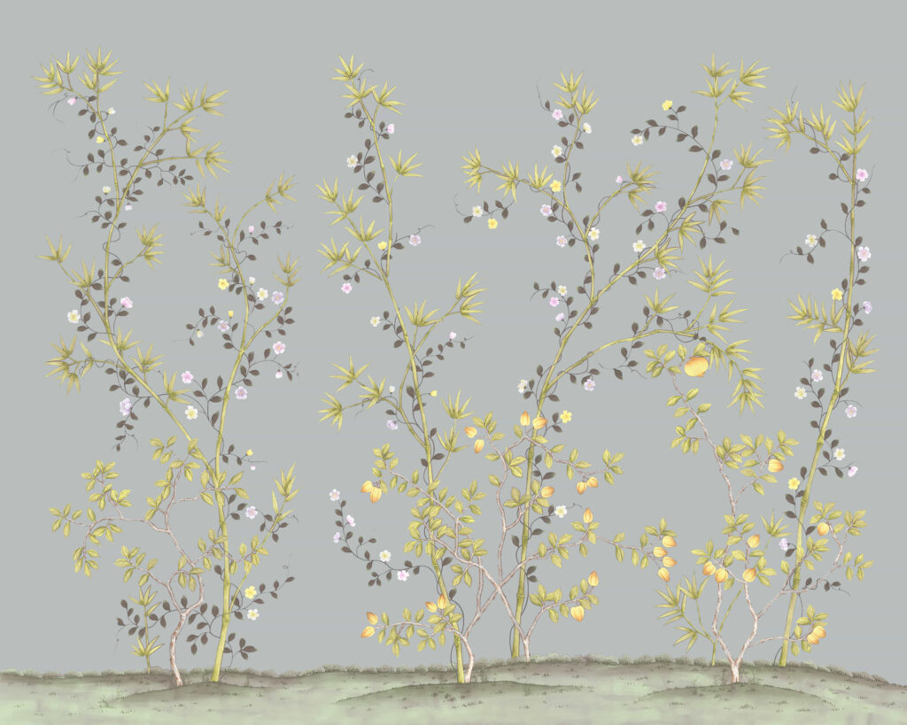 В13 Modest Art Bamboo Blossom Art silk BLUE