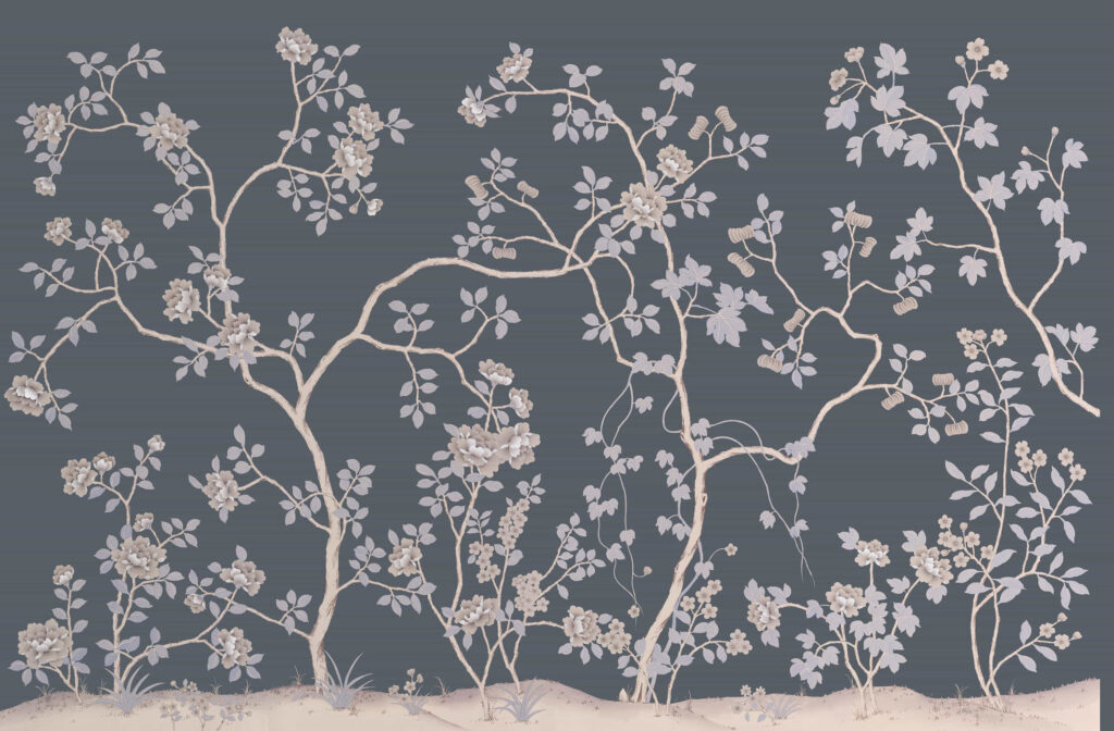 В18 Modest Art Country Side Mansion Art silk GREY