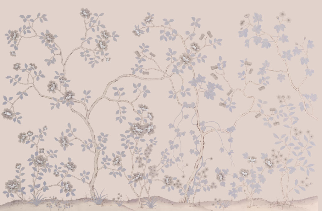 В18 Modest Art Country Side Mansion Art silk PINK