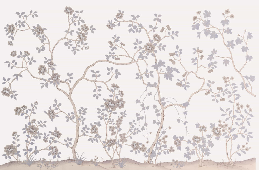 В18 Modest Art Country Side Mansion Art silk WHITE