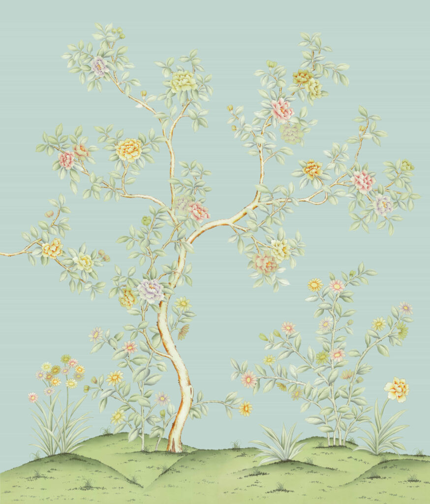 В2 Modest Art English Garden Art silk BLUE