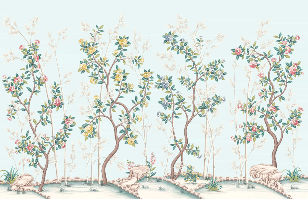 В36 Modest Art Gardens of Versailles Art silk  COLD