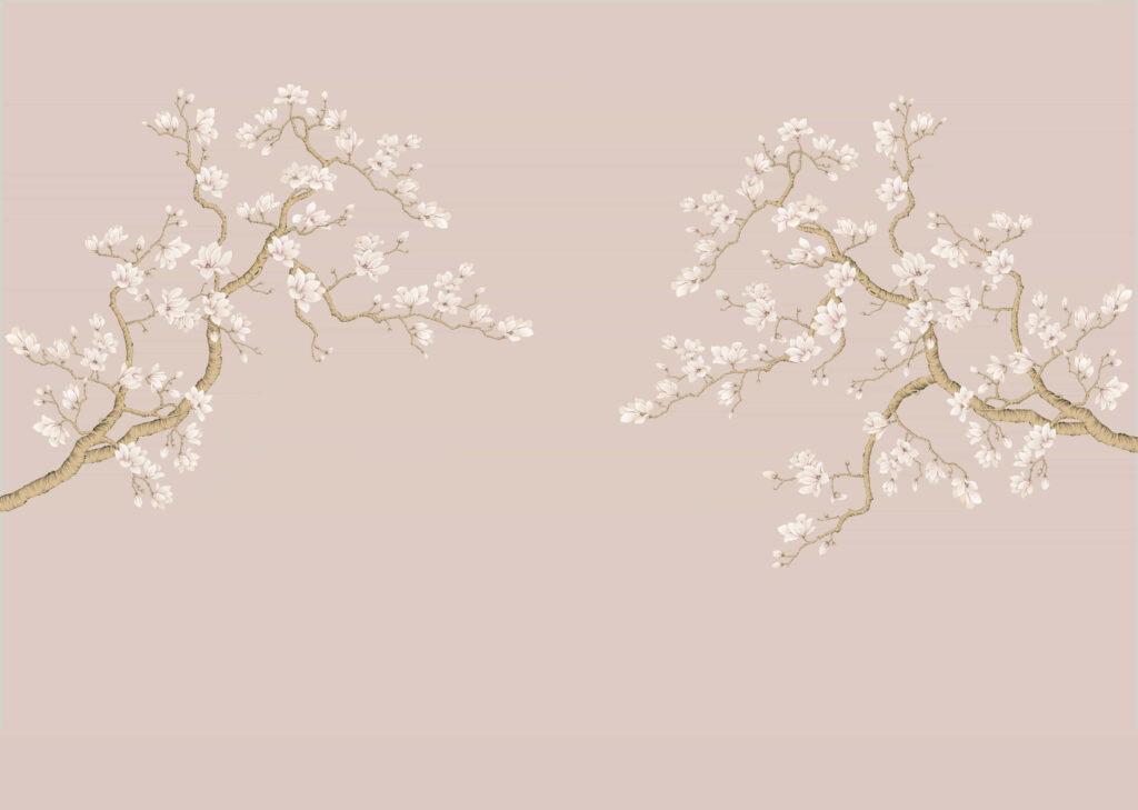 B49 Modest Art Magnolia Poem Art silk PINK