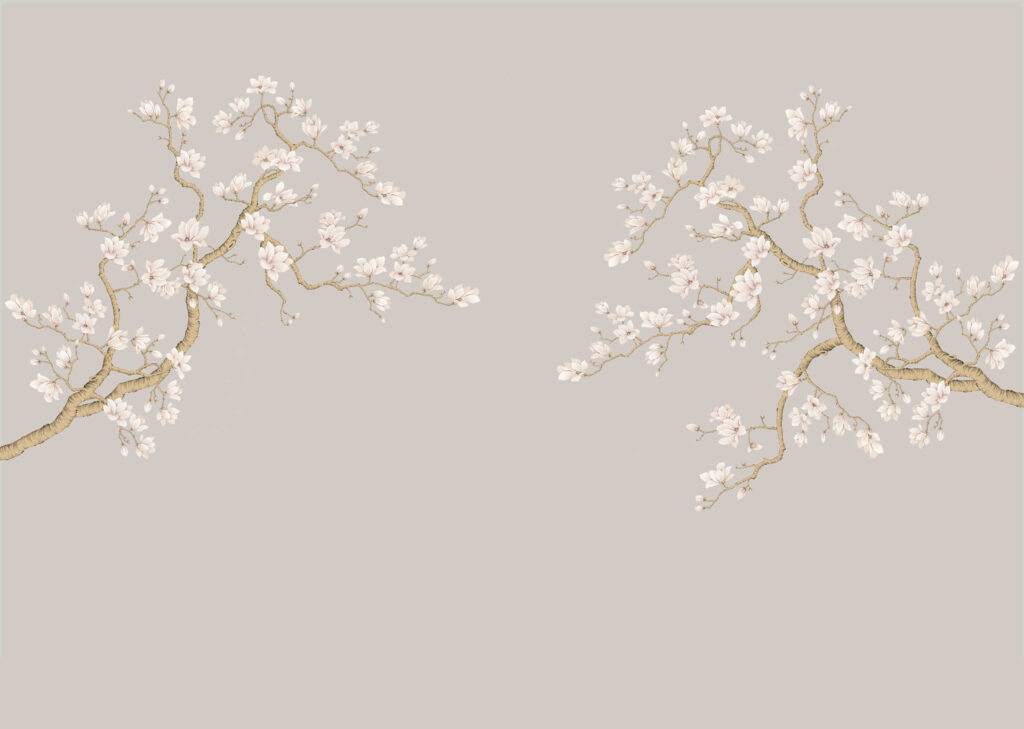 B49 Modest Art Magnolia Poem Art silk GREY