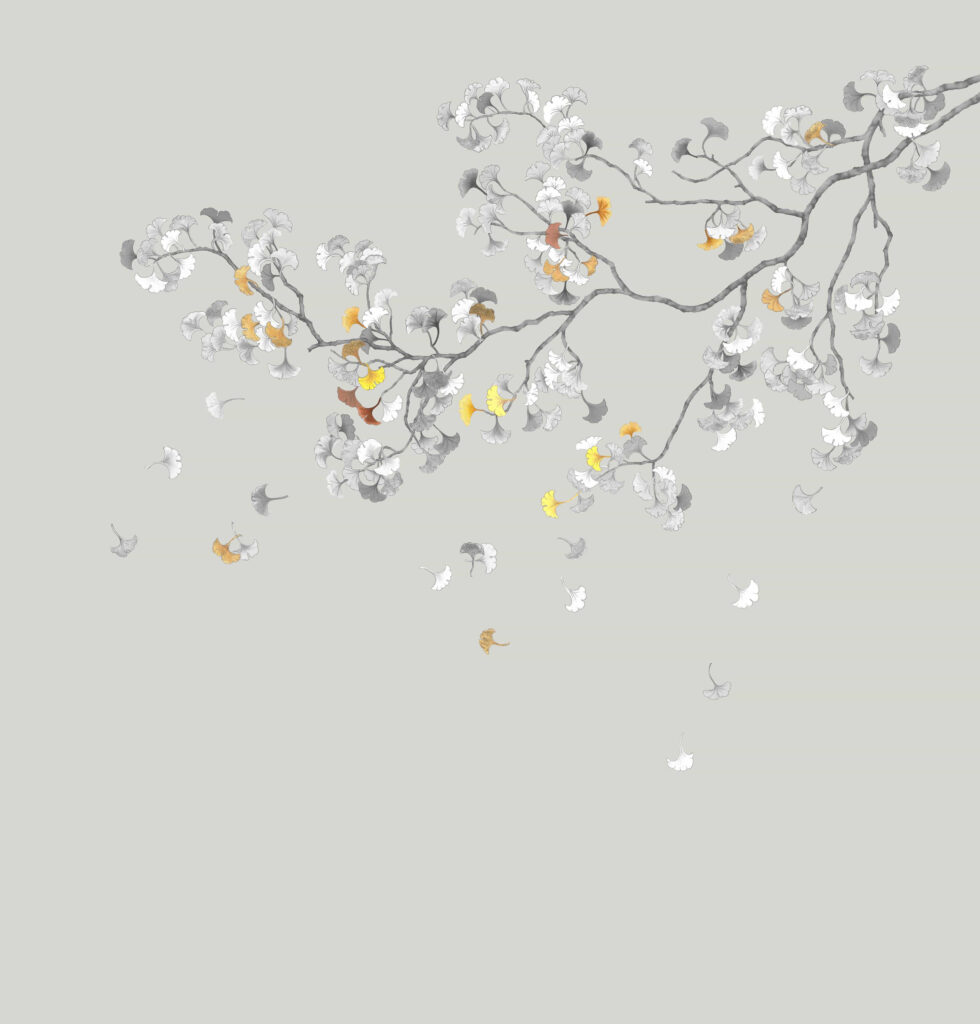 C36 Modest Art Ginko Tree Art silk  BONE