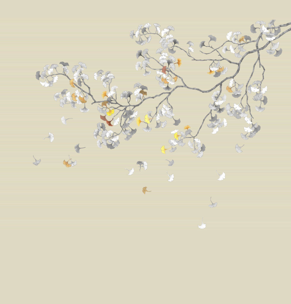 C36 Modest Art Ginko Tree Art silk  GREEN