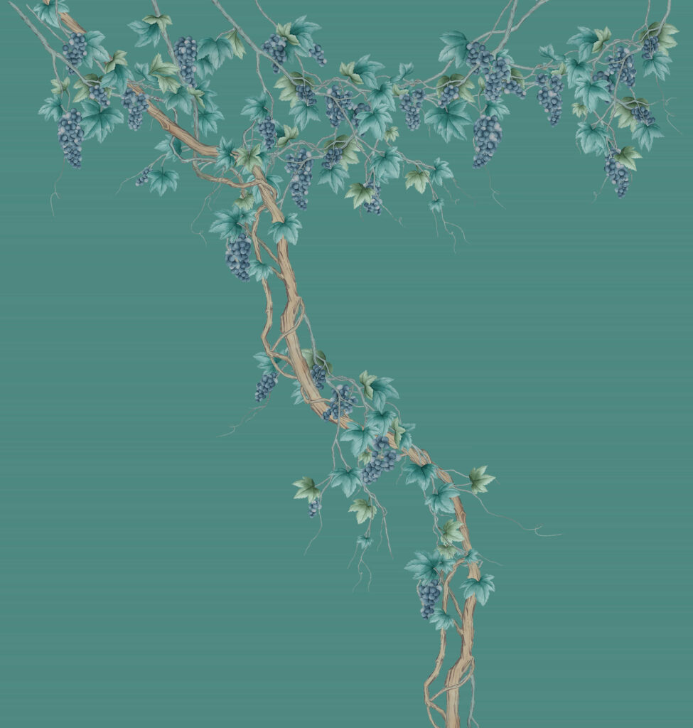 C5 Modest Art Grape Leaves Art silk EMERALD