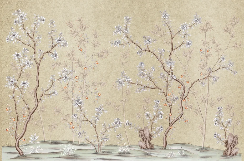 В55 Modest Art Bamboo and Roses Gold Leaf 19